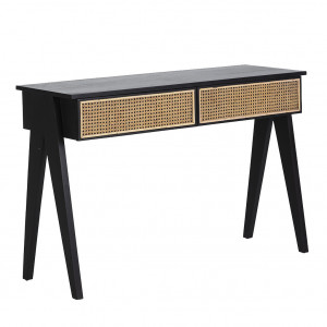 Consola neagra/maro din ratan 120 cm Fekina Thai Natura