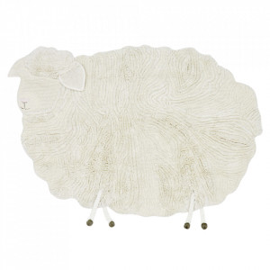 Covor pentru copii alb din fibre naturale 120x170 cm Pink Nose Sheep Lorena Canals