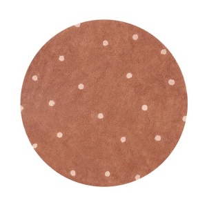 Covor pentru copii maro castana/roz din bumbac 140 cm Dot Lorena Canals