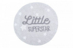Covor rotund gri din bumbac pentru copii 120 cm Little Superstar Lorena Canals