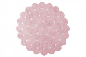 Covor rotund roz din bumbac pentru copii 140 cm Little Biscuit Pink Lorena Canals