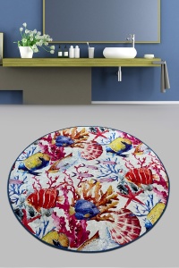 Covoras de baie multicolor din fibre sintetice 80 cm Under The Home Collection