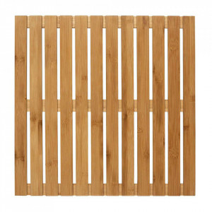 Covoras pentru baie maro din lemn de bambus 50x50 cm Stan Wenko