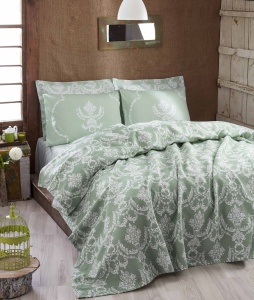 Cuvertura verde din bumbac 160x235 cm Pure The Home Collection