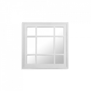 Decoratiune cu oglinda alba din plastic pentru perete 60,5x60,5 cm Square Window Versa Home