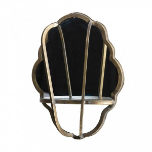 Decoratiune cu oglinda aurie din fier 40x51 cm Reflect Be Pure Home