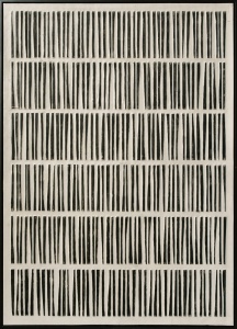 Decoratiune de perete crem/neagra din lemn 83x123 cm Stripes Ter Halle