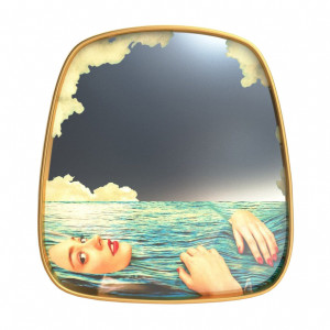 Decoratiune de perete cu oglinda multicolora din MDF 54x59 cm Sea Girl Seletti