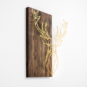 Decoratiune de perete maro/aurie din metal 56x58 cm Deer1 The Home Collection
