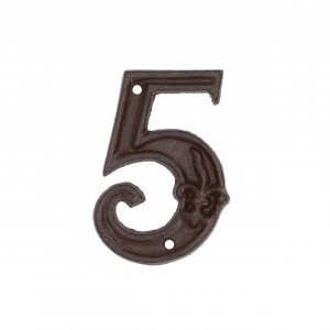Decoratiune de perete maro din metal 8x12 cm Number 5 Esschert Design