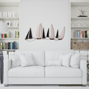 Decoratiune de perete multicolora din metal 52x117 cm Boats The Home Collection
