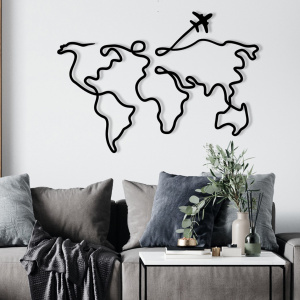 Decoratiune de perete neagra din metal 42x60 cm Earth The Home Collection