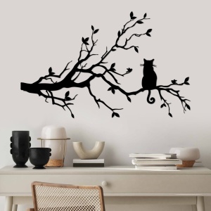 Decoratiune de perete neagra din metal 50x80 cm Cat The Home Collection