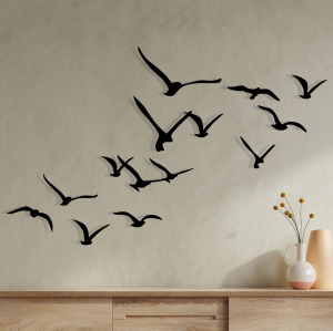 Decoratiune de perete neagra din metal Birds The Home Collection