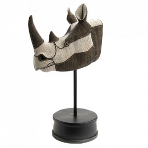 Decoratiune maro/crem din polirasina 62 cm Trophee Rhino Amadeus