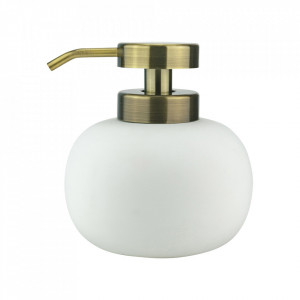 Dispenser sapun lichid alb/maro alama din ceramica si metal 11x13 cm Lotus Mette Ditmer Denmark