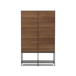 Dulap maro/negru din metal 160 cm Vedrana Walnut Kave Home