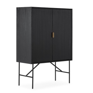Dulap negru/auriu din lemn 150 cm Terro Thai Natura