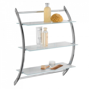 Etajera de perete argintie/transparenta din metal si sticla 71 cm Vermont Wenko