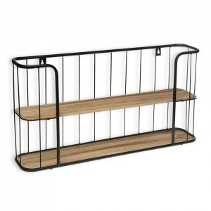 Etajera maro/neagra din lemn si metal pentru perete 33,5 cm Cruz Versa Home