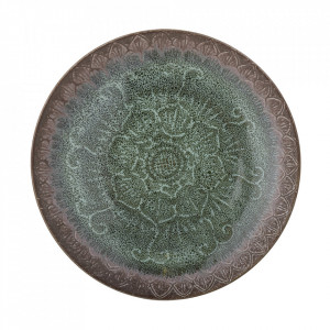Farfurie intinsa verde din ceramica 26 cm Idunn Bloomingville