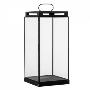 Felinar negru/transparent din fier si sticla 47 cm Kriss Bloomingville