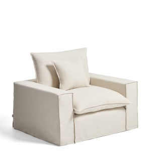 Fotoliu bej din textil Anarela Kave Home