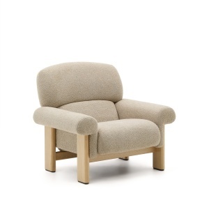 Fotoliu bej din textil Cabana Kave Home