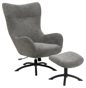 Fotoliu cu taburet pentru picioare gri din textil Talgarth Quiet Object