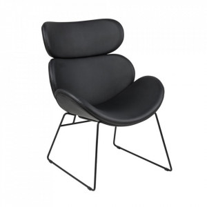 Fotoliu din piele ecologica neagra Cazar Quiet Object