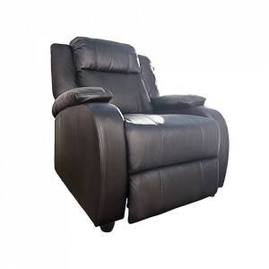 Fotoliu recliner negru din piele Relax Hollywood The Home Collection