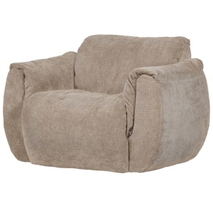 Fotoliu rotativ bej nisipiu din textil Baggy 3D Chenille Woood