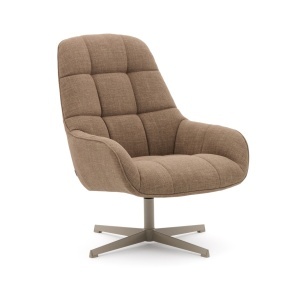 Fotoliu rotativ maro deschis/gri din textil Jaspe Kave Home
