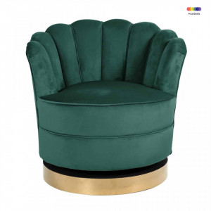 Fotoliu rotativ verde/auriu din catifea si inox Mila Richmond Interiors