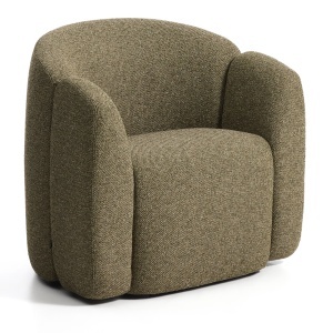 Fotoliu verde oliv din textil Corvena Chenille Kave Home