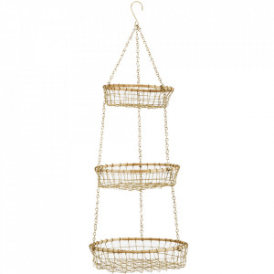 Fructiera suspendabila cu 3 niveluri maro alama din metal 32x90 cm Luna Madam Stoltz