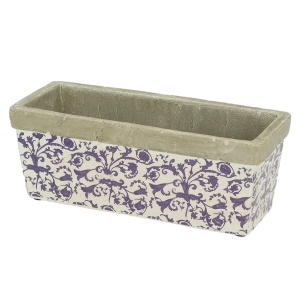 Jardiniera alb/albastra din ceramica 15x40 cm Aria Esschert Design