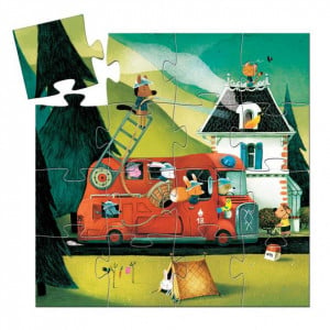 Joc tip puzzle multicolor din carton The Fire Truck Djeco