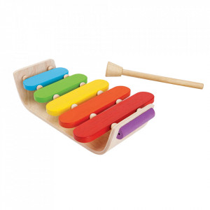 Jucarie muzicala xilofon multicolora din lemn Oval Xylophone Plan Toys