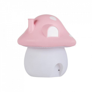Lampa de veghe roz/alba din PVC cu LED 19 cm Mushroom A Little Lovely Company