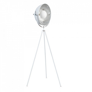 Lampadar alb/argintiu din aluminiu si inox 145 cm Studio Invicta Interior