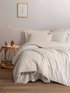 Lenjerie pat bej din fibre naturale Esmira Double The Home Collection