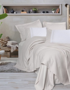 Lenjerie pat gri din bumbac Chaste Double The Home Collection