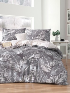 Lenjerie pat gri din fibre Palm Double The Home Collection