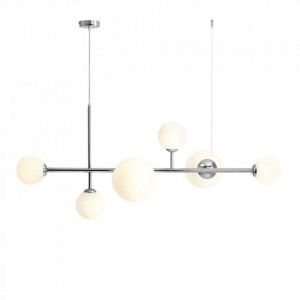Lustra argintie/alba din sticla cu 6 becuri Dione Quiet Object