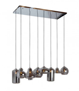 Lustra argintie din fier si sticla cu 8 becuri Crosley Richmond Interiors