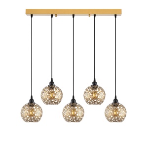Lustra aurie din metal cu 5 becuri Selcuklu The Home Collection