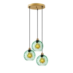 Lustra aurie/verde din metal cu 3 becuri Benek The Home Collection