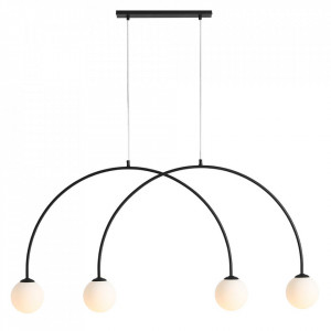 Lustra neagra/alba din sticla cu 4 becuri Lea Aldex