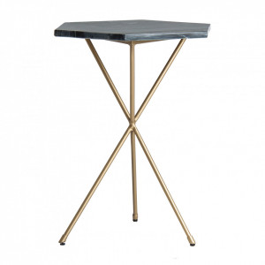 Masa cafea aurie/neagra din metal si marmura 41x47 cm Keinarl Vical Home